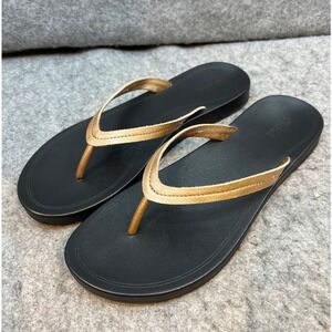 OluKai Womens Flip Flops Sandals Leather Metallic Casual Summer Thong Sandal 8.5